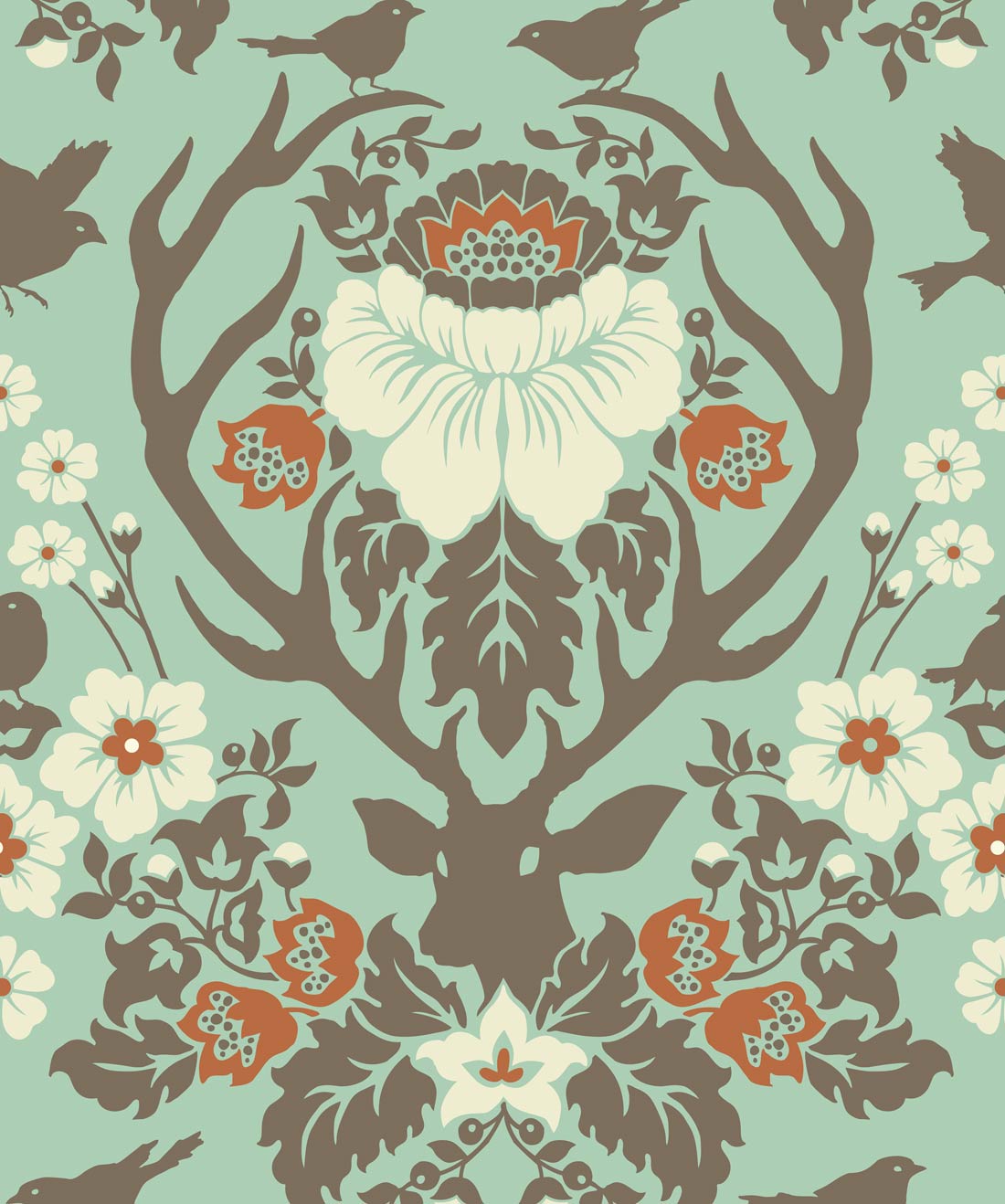 Antler Damask Wallpaper