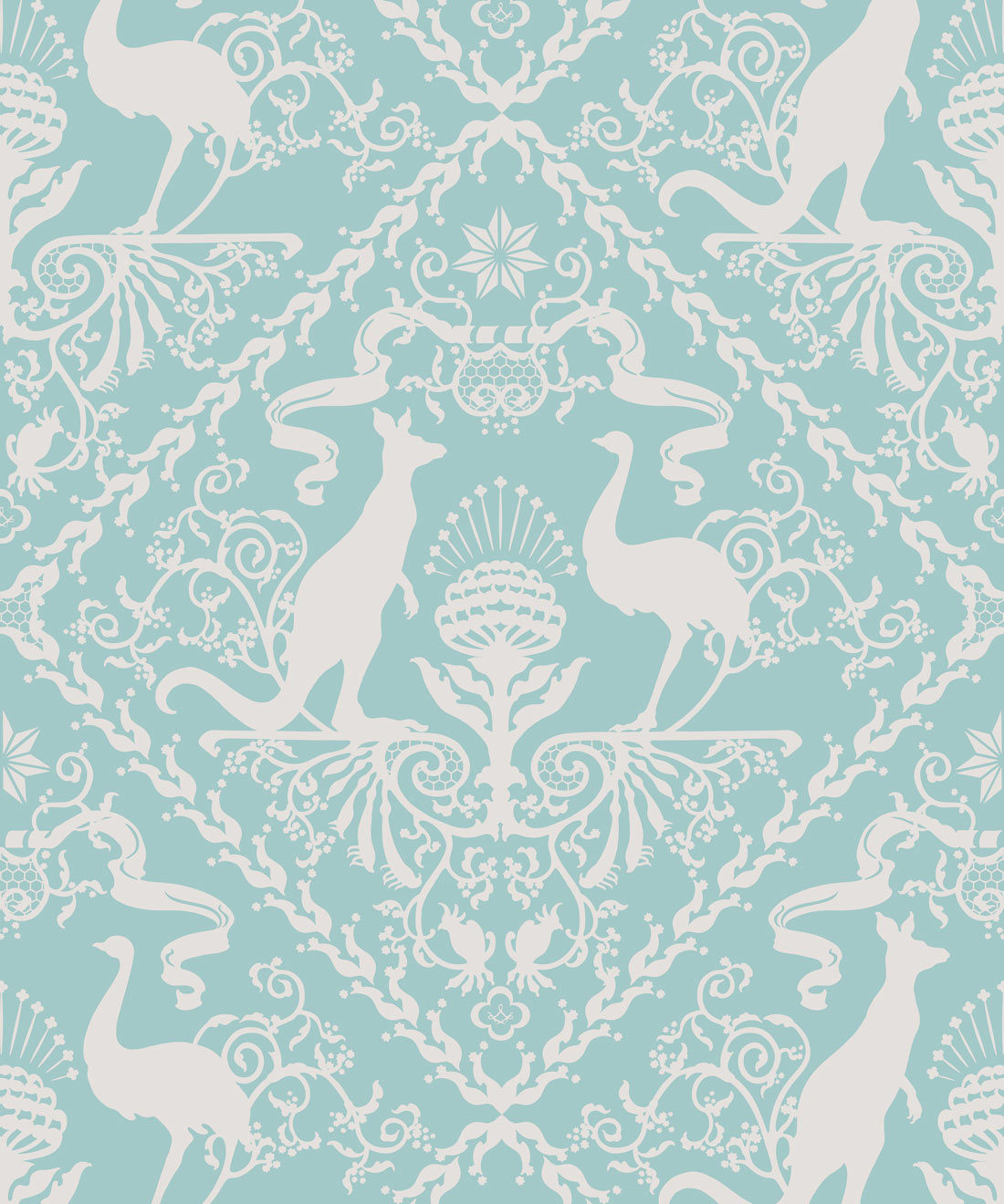 In Australia We Trust Cockatoo• Australian Wallpaper • Australian Coat of Arms • Milton & King Europe • Aqua Wallpaper Swatch