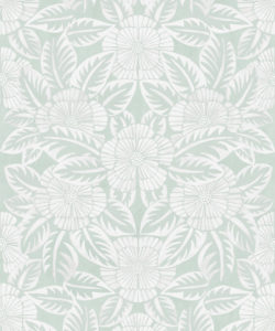 Calcutta Wallpaper • Flower and Leaf Motif Design • Ethnic Wallpaper • Aqua Wallpaper • Swatch