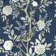 Chinoiserie Wallpaper • Floral Wallpaper • Bird Wallpaper • Magnolia • Royal Blue • Swatcj