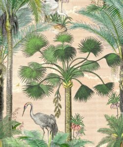 Kerala Palms Wallpaper Mural •Bethany Linz • Palm Tree Mural • Pink • Swatch