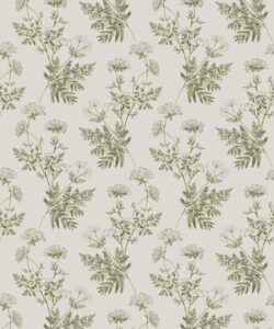 Cicely Wallpaper • Vintage Wildflower Hackney & Co. • Light Stone • Swatch