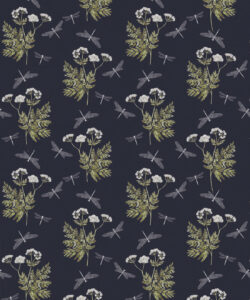 Dancing Mayfly Wallpaper • Hackney & Co. • Navy • Swatch