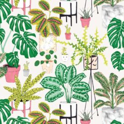 House Plants (Large) • Jacqueline Colley • Wallpaper Republic • Green • Swatch