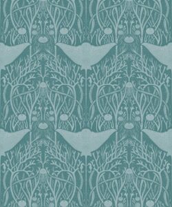 Manta Ray Wallpaper • Floral Wallpaper • Teal • Swatch