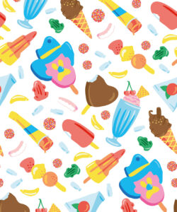 Billie Wallpaper • Food Candy • Grey • Swatch