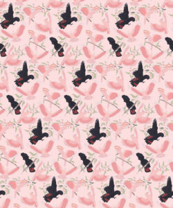 Bird Watch Wallpaper • Australian Cockatoo Bird • Rose • Swatch