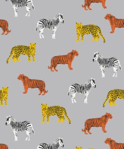 LZT Wallpaper • Leopards Zebras Tigers Animal • Grey • Swatch