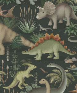 Prehistorica Wallpaper • Dinosaur Wallpaper • Deep Jungle • Swatch