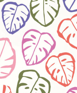 Neon Monstera Love Mural • White • Swatch