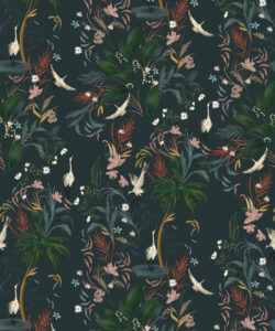 Herons Wallpaper • Navy • Swatch