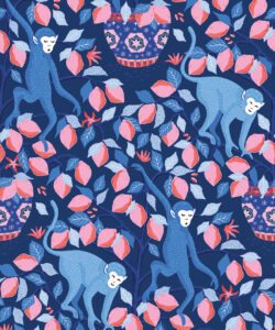 Monkeys Wallpaper • Navy • Swatch