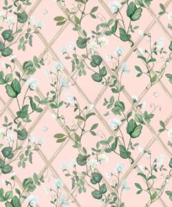 Petite Climbing Sweet Pea Wallpaper • Pink • Swatch