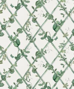 Petite Climbing Sweet Pea Wallpaper • Irish Linen & Green • Swatch