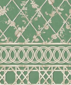 Ivy Frieze Mural • Dark Green & Cane • Swatch