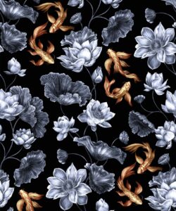 Golden Koi Wallpaper • Black • Swatch